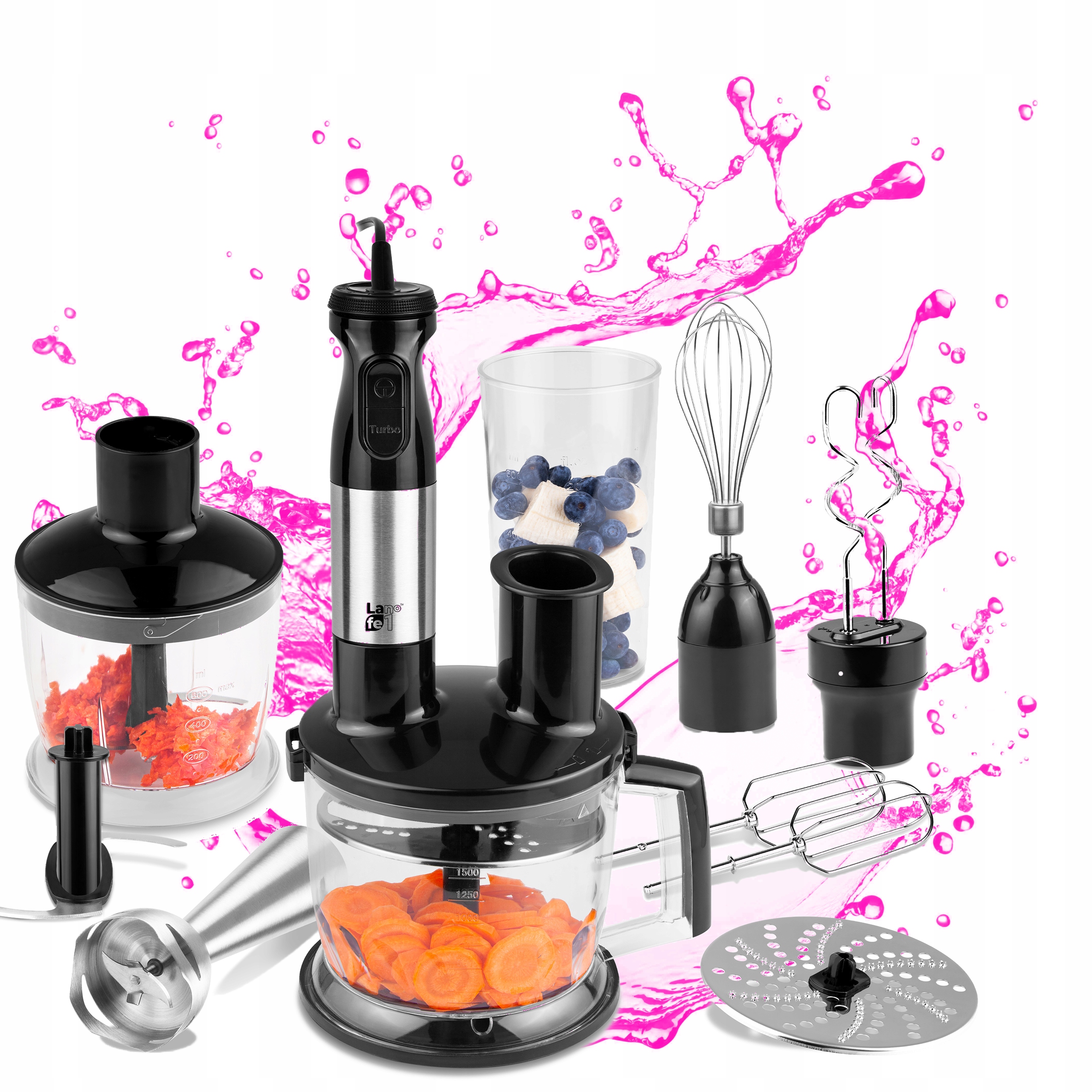 

Blender Ręczny Zestaw Mikser Malakser Turbo 10w1
