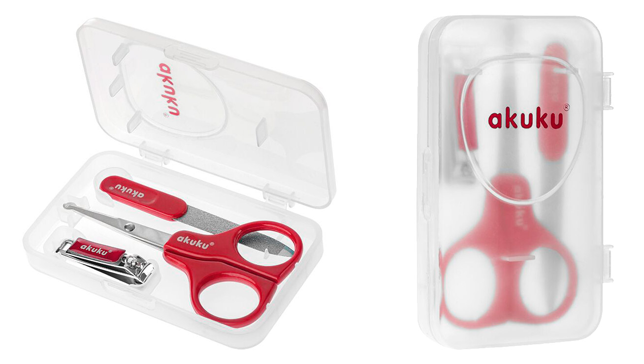 Nożyczki Cążki Pilnik dla niemowląt dzieci RED Marka Akuku