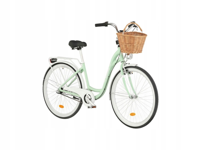 Rower miejski Indiana Moena A3B 28 cali damski Miętowo-biały Koszyk