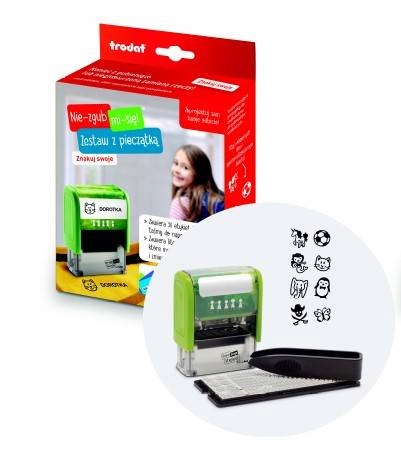 PIECZĄTKA dla DZIECI Nie zgub mi się ZESTAW z tuszem Trodat CZYTELNE WZORY Marka inny