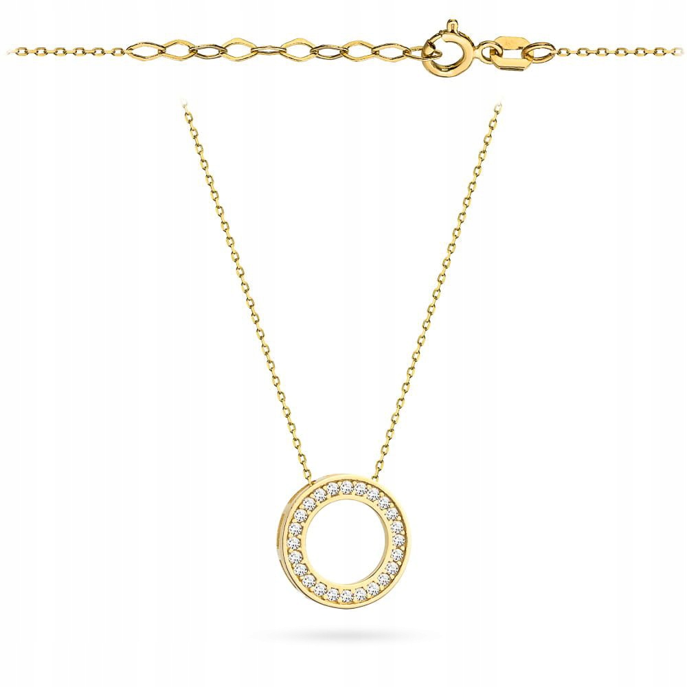 Zlatý Náhrdelník ryzosti 585 s Kroužkem a zirkony 14k