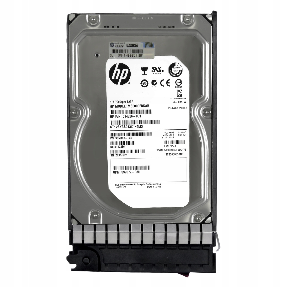 Hp 614826-001 628180-001 3TB 7.2K 64MB Sata II 3.5'' MB3000EBKAB