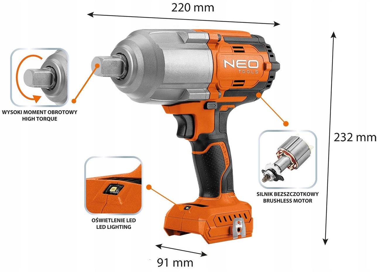 NEO TOOLS KLUCZ UDAROWY 1100NM 18V AKUMULATOROWY Marka Neo Tools