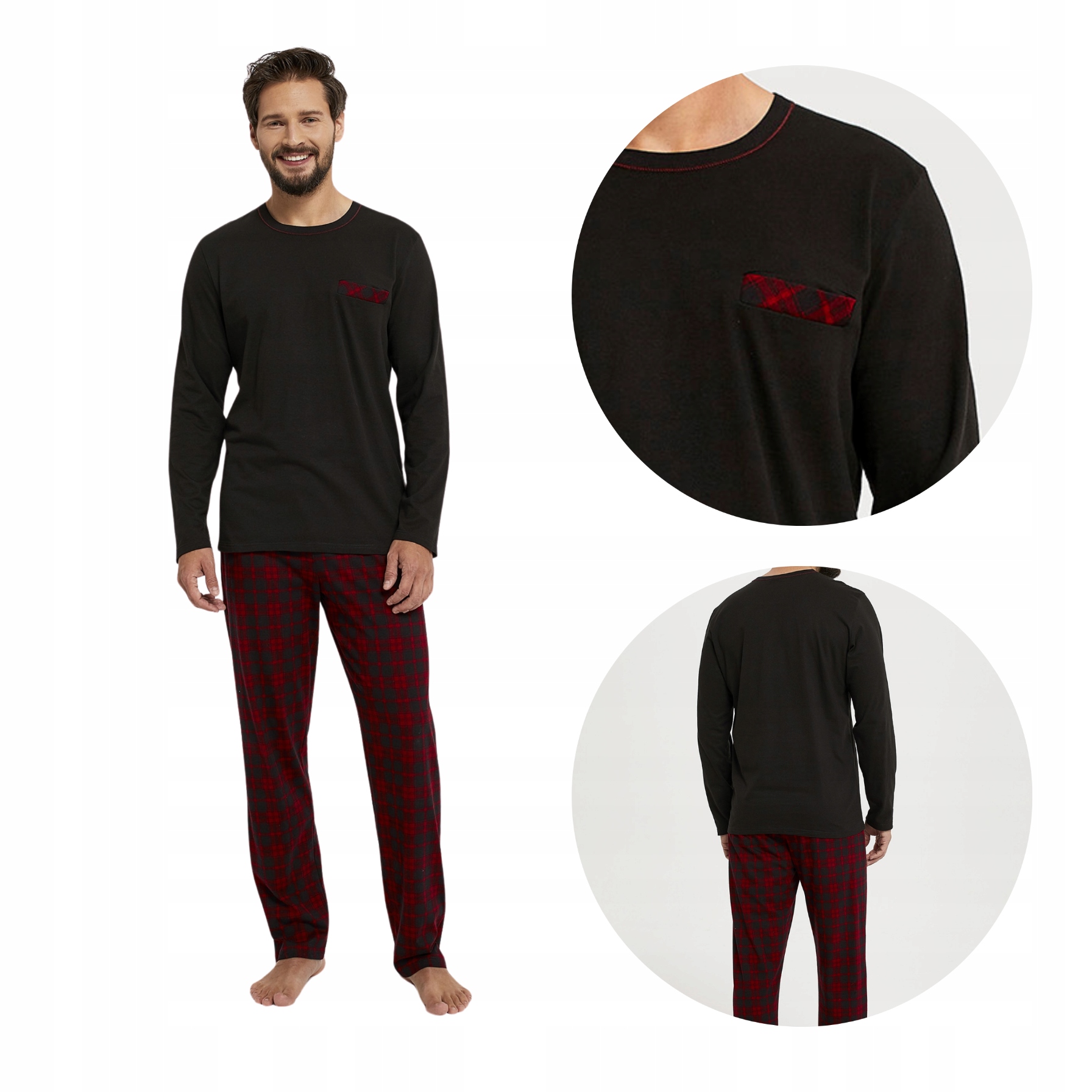 Pánské bavlněné pyžamo s dlouhým rukávem a kalhotami XXL Zeman Italian Fashion