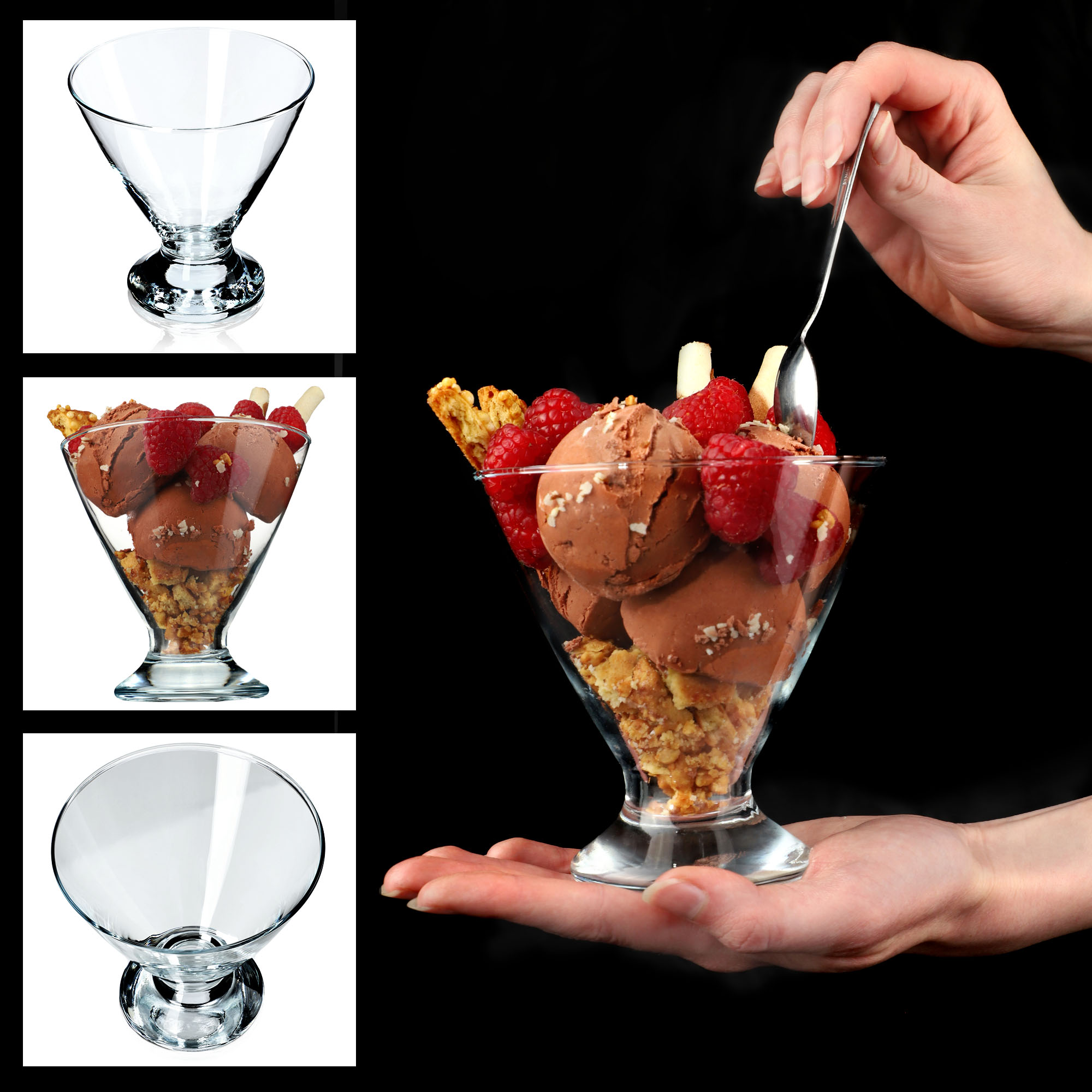 6x PUCHARKI DO DESERÓW LODÓW SZKLANE 460ml PUCHAREK NA LODY KOMPLET Kolor przezroczysty