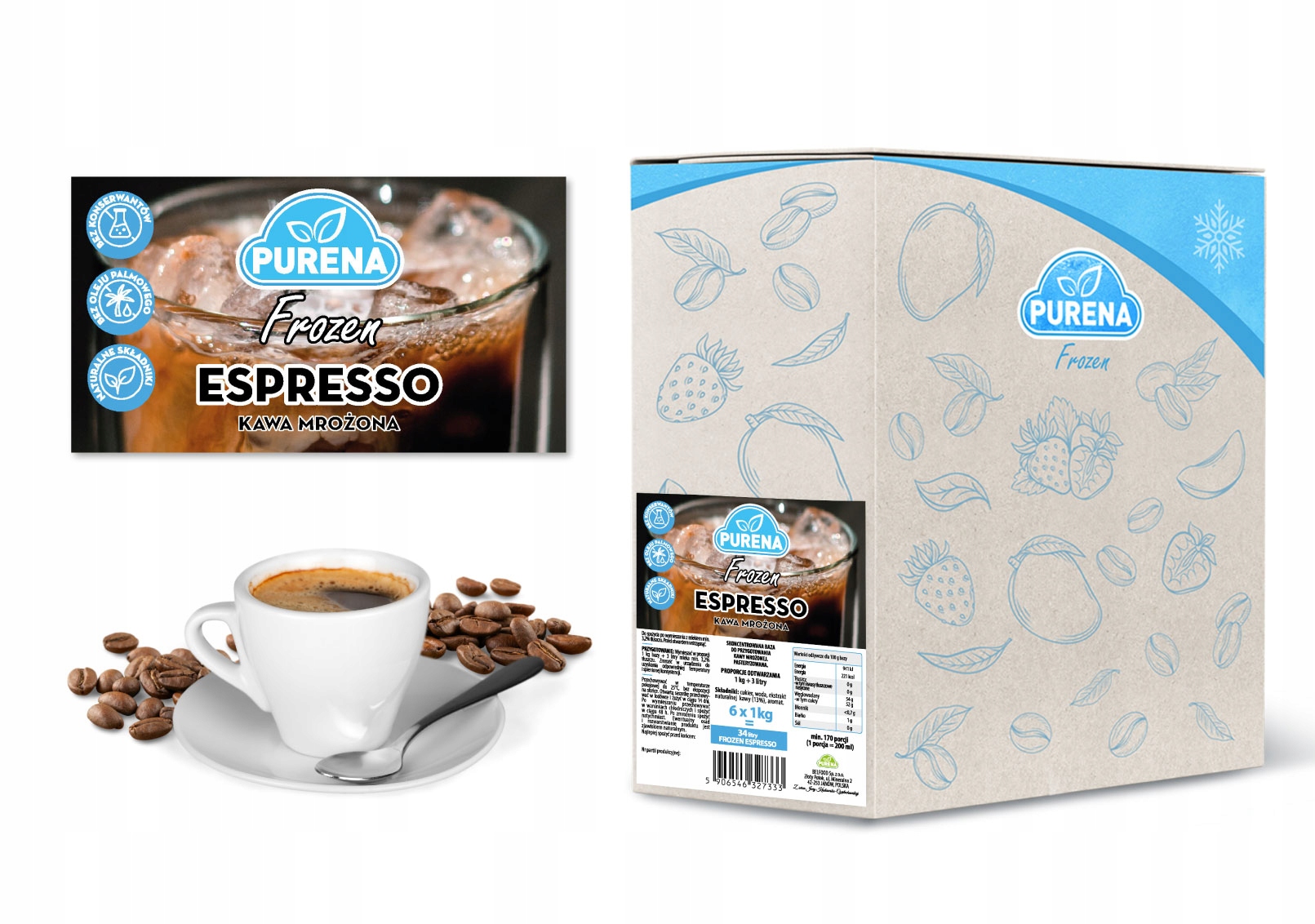 Baza do kawy mrożonej Frozen Coffee oraz lodów Espresso Purena box 6x1kg