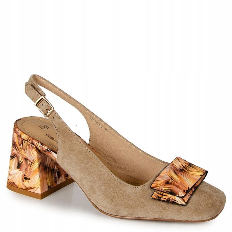 S.barski LZ61-2012 Béžové Kožené Sandály S Ozdobou 37