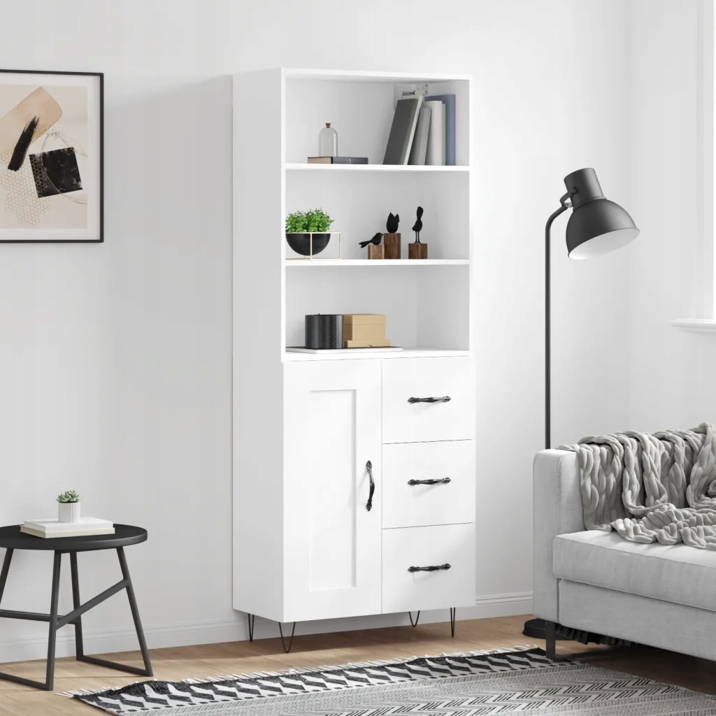 Skříň highboard bílá 69,5 x 34 x 180 cm kompozitní dřevo Bílá 3190013