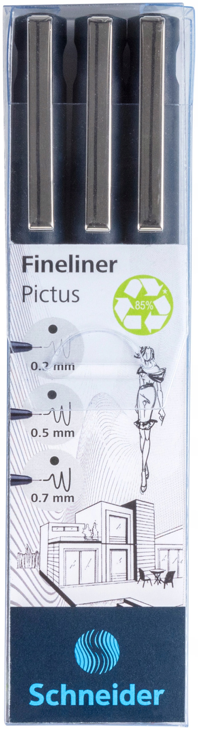

Zestaw cienkopisów Pictus 3szt czarne mix