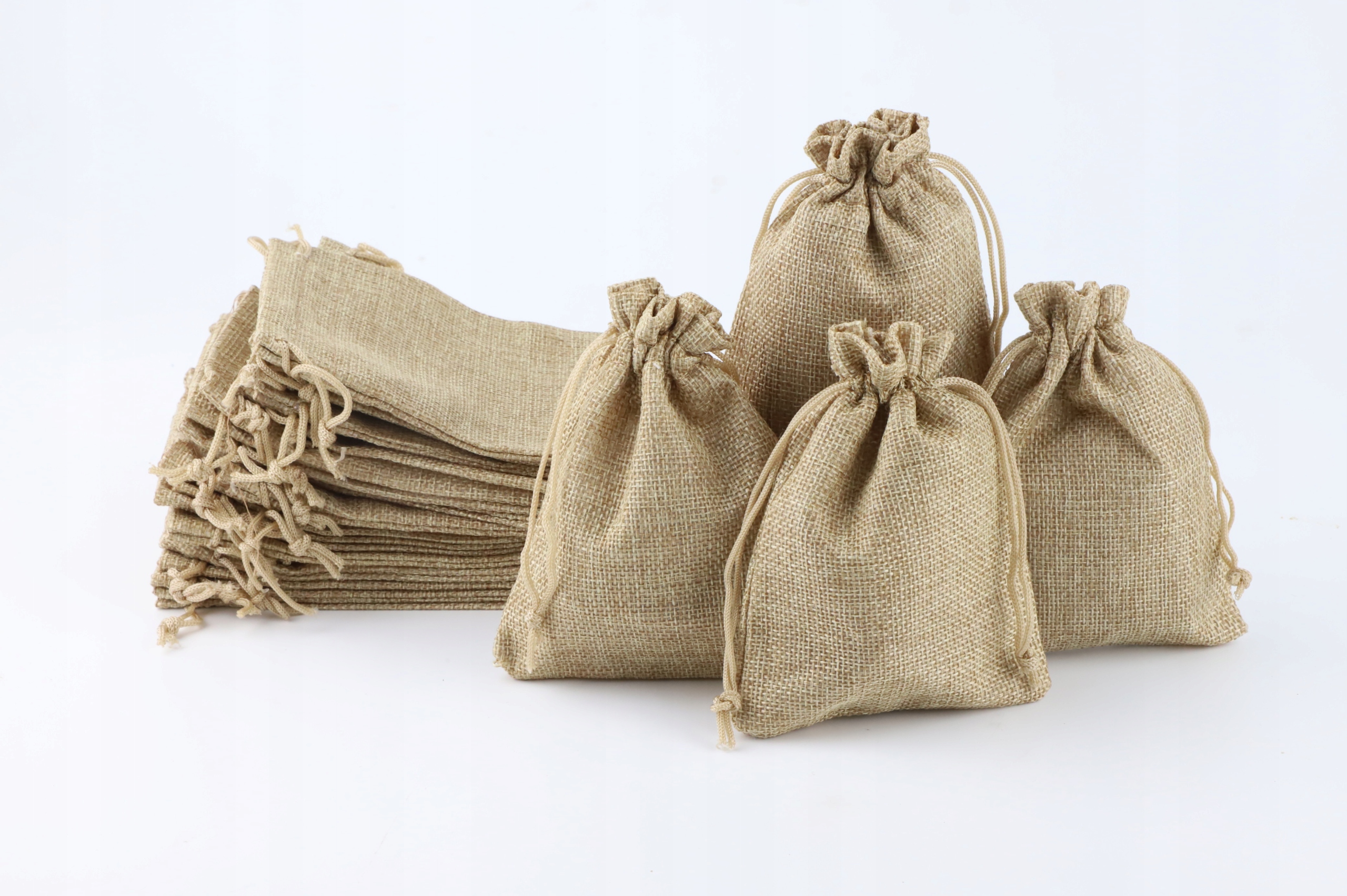 2 x Lněné Sáčky Se Šňůrkou Malé Hnědé 30ks