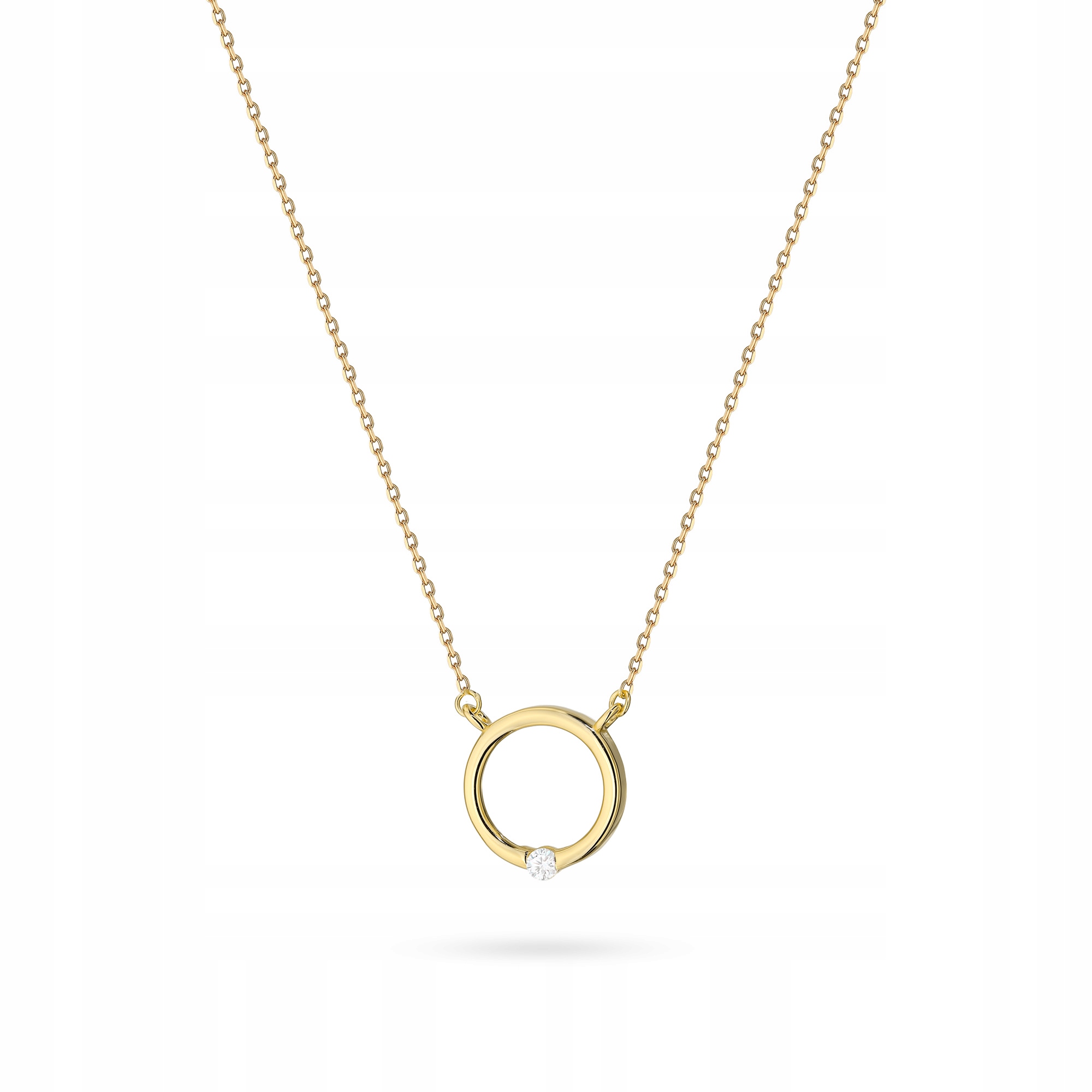Pozlacený Stříbrný Náhrdelník ryzost 925 Kolečko s zirkonem