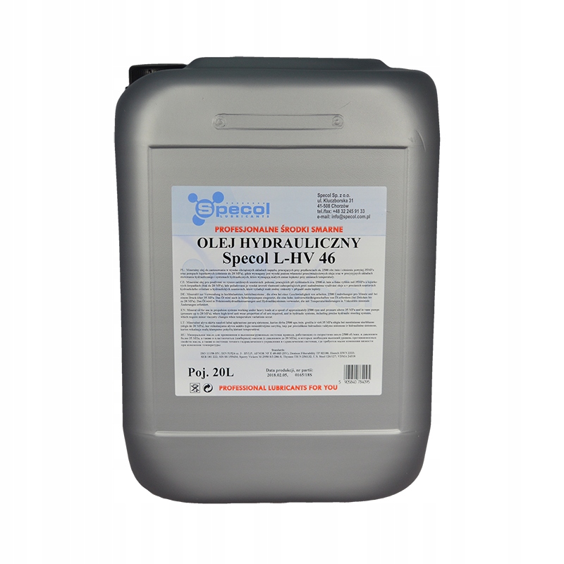 OLEJ HYDRAULICZNY L-HL 46 20L Specol LHL4620 HL46