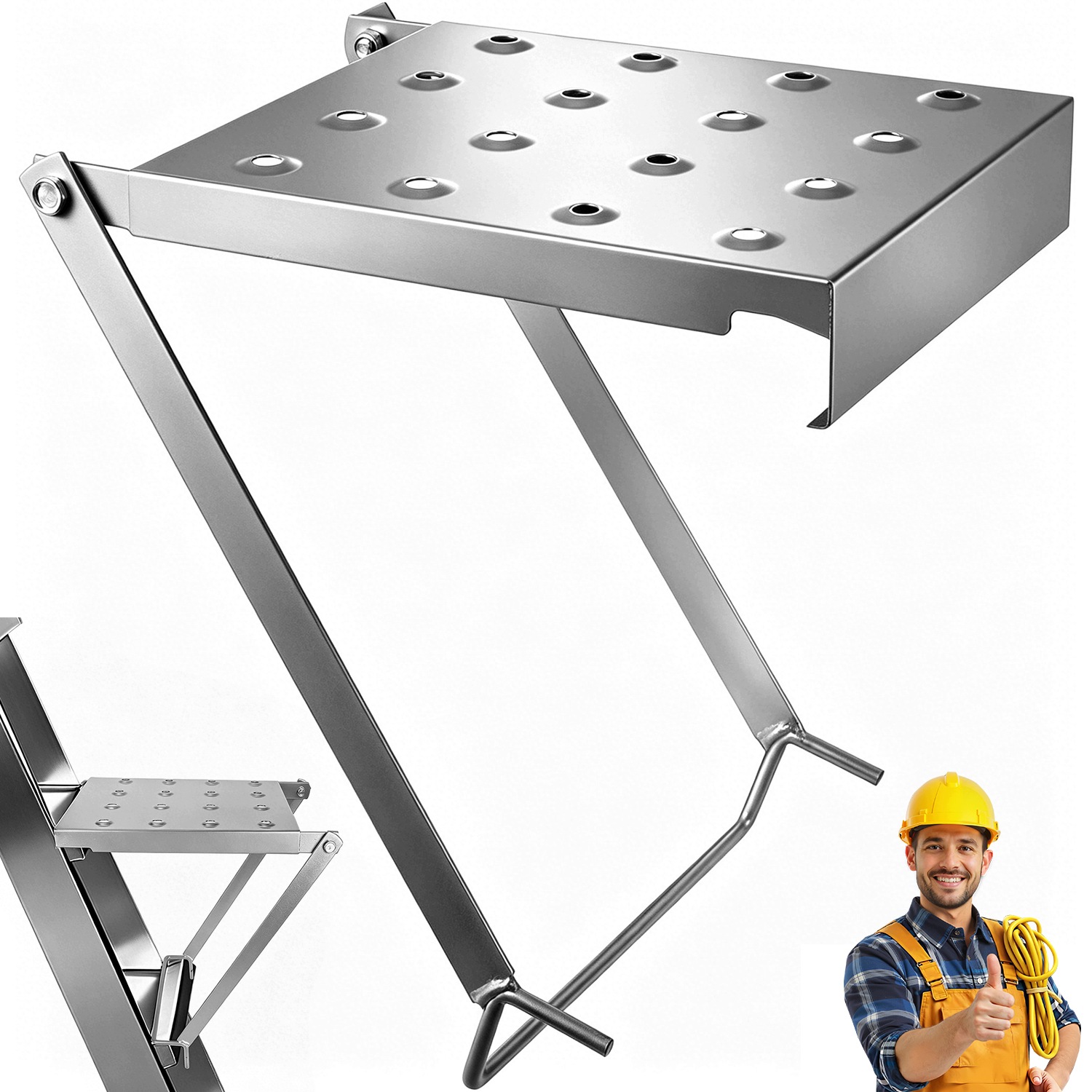 Univerzální Kovová Police/stupínek Pro Teleskopický Žebřík 29-36 CM Do 150 Kg