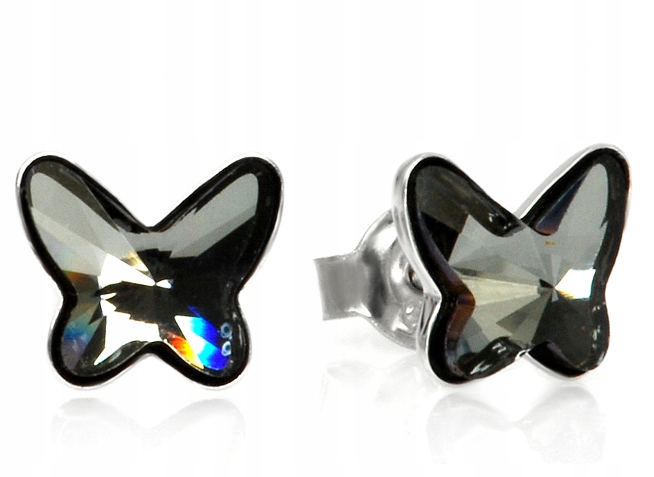 

Kolczyki sztyfty srebro motyl czarny Swarovski