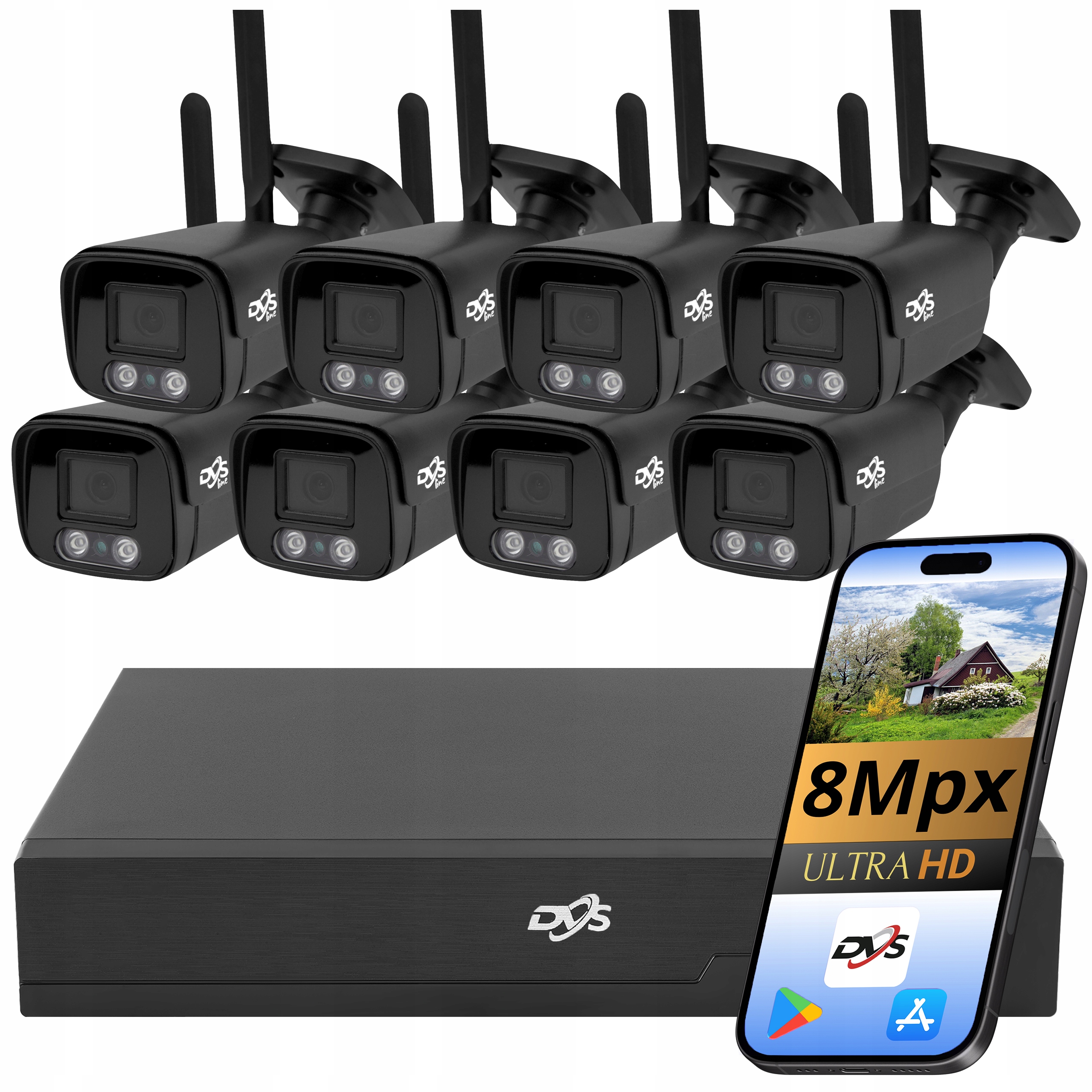 Wifi Set Pro Monitorování Domácnosti 8 Kamer 8 Mpx Ir Aplikace Camhipro Dvs