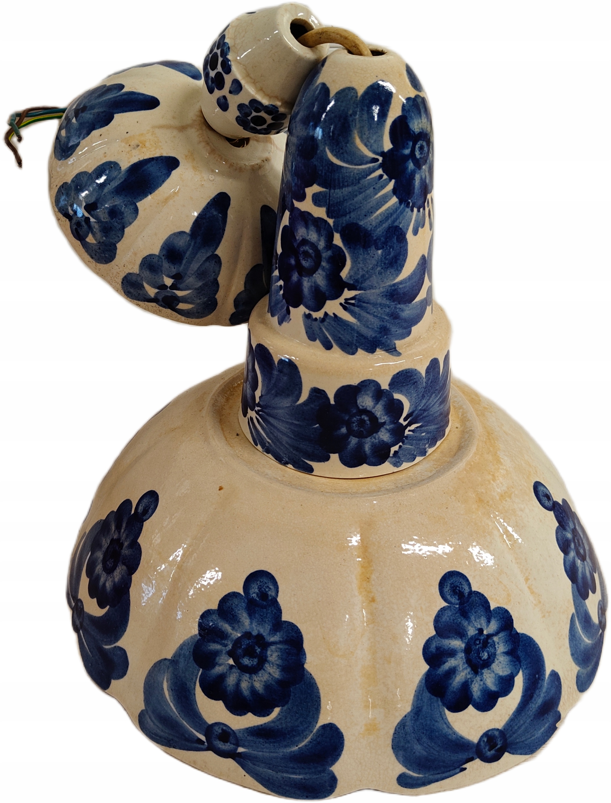 CERAMICZNA LAMPA WISZĄCA W STYLU GZHEL NIEBIESKIE KWIATY