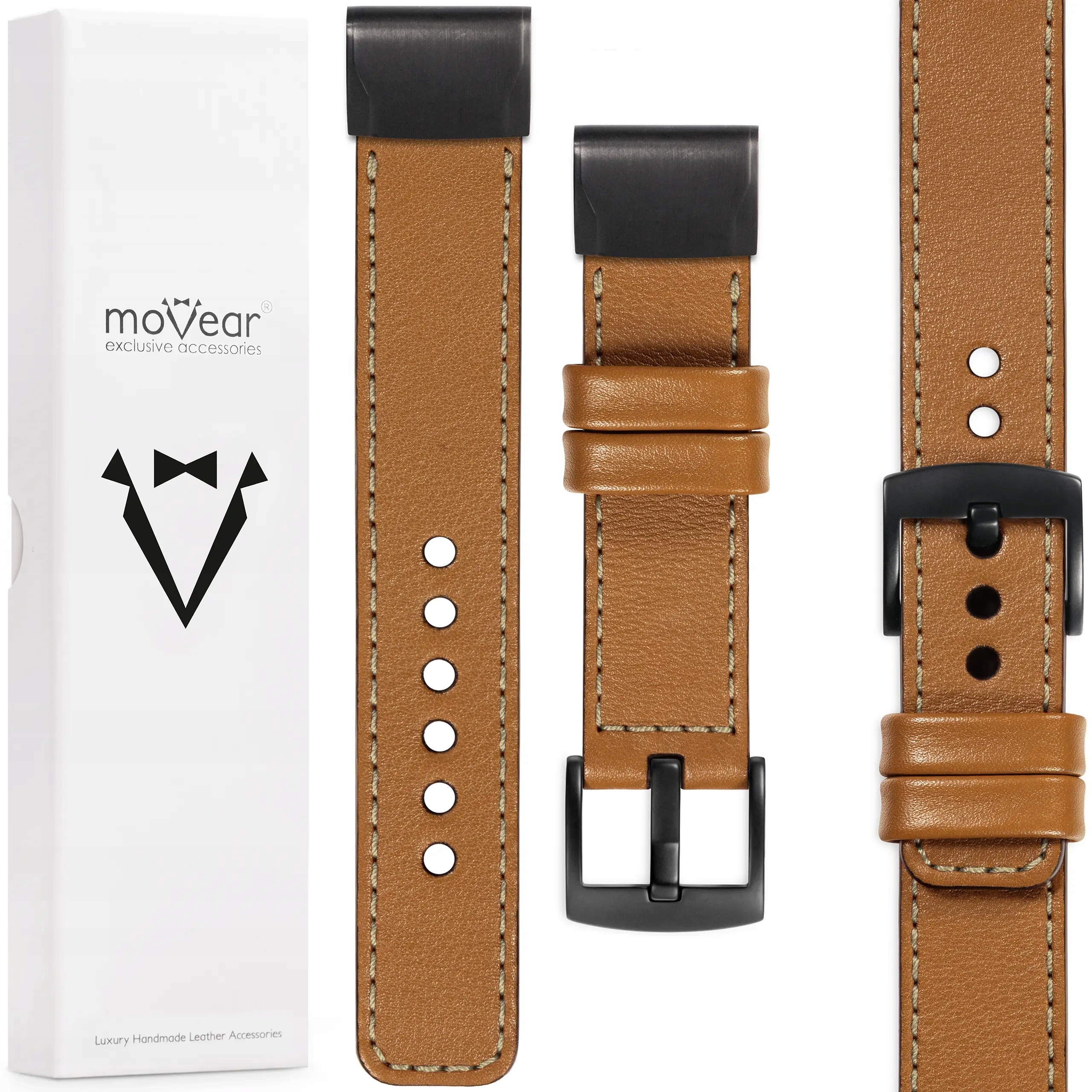 Kožený řemínek pro QuickFit 22 mm Fenix 8 7 6 5 premium exkluzivní Movear