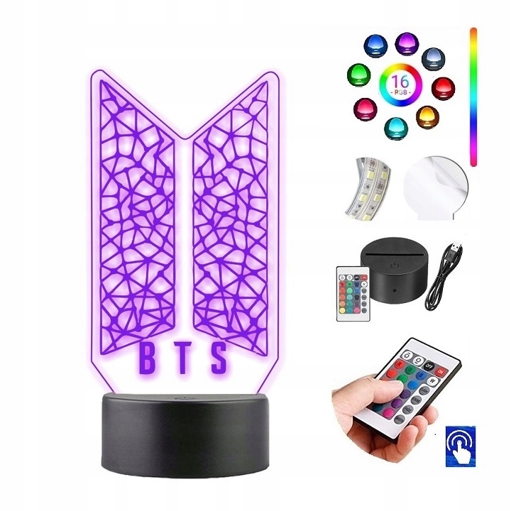 

Lampka na biurko Bts K-pop 16kolorów Led Plexido