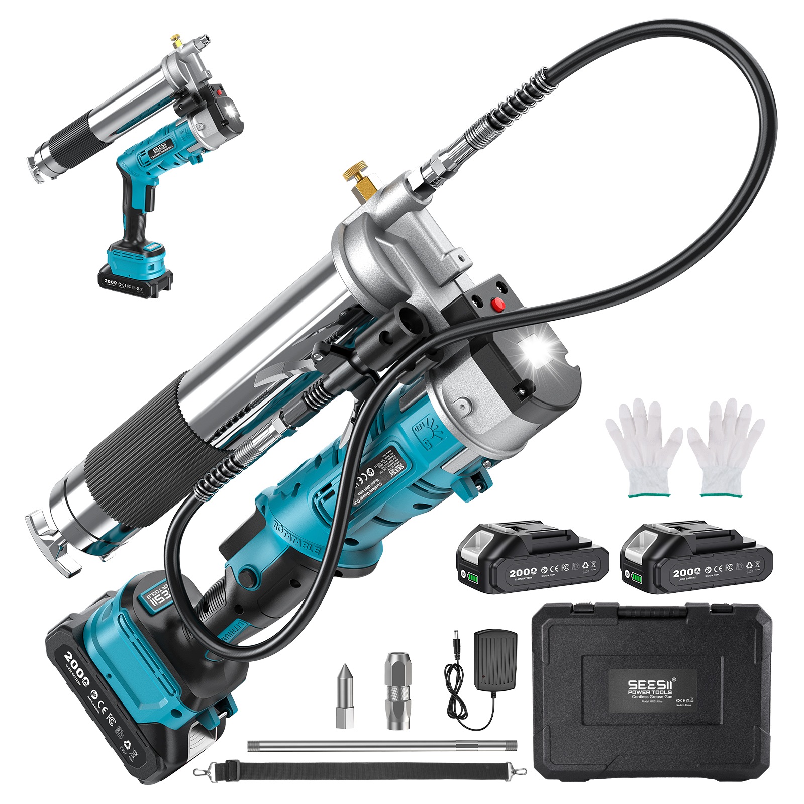 Seesii Smarownica Akumulatorowa 21V 827bar 4000mAh 5,3 oz/min 12000PSI Etui