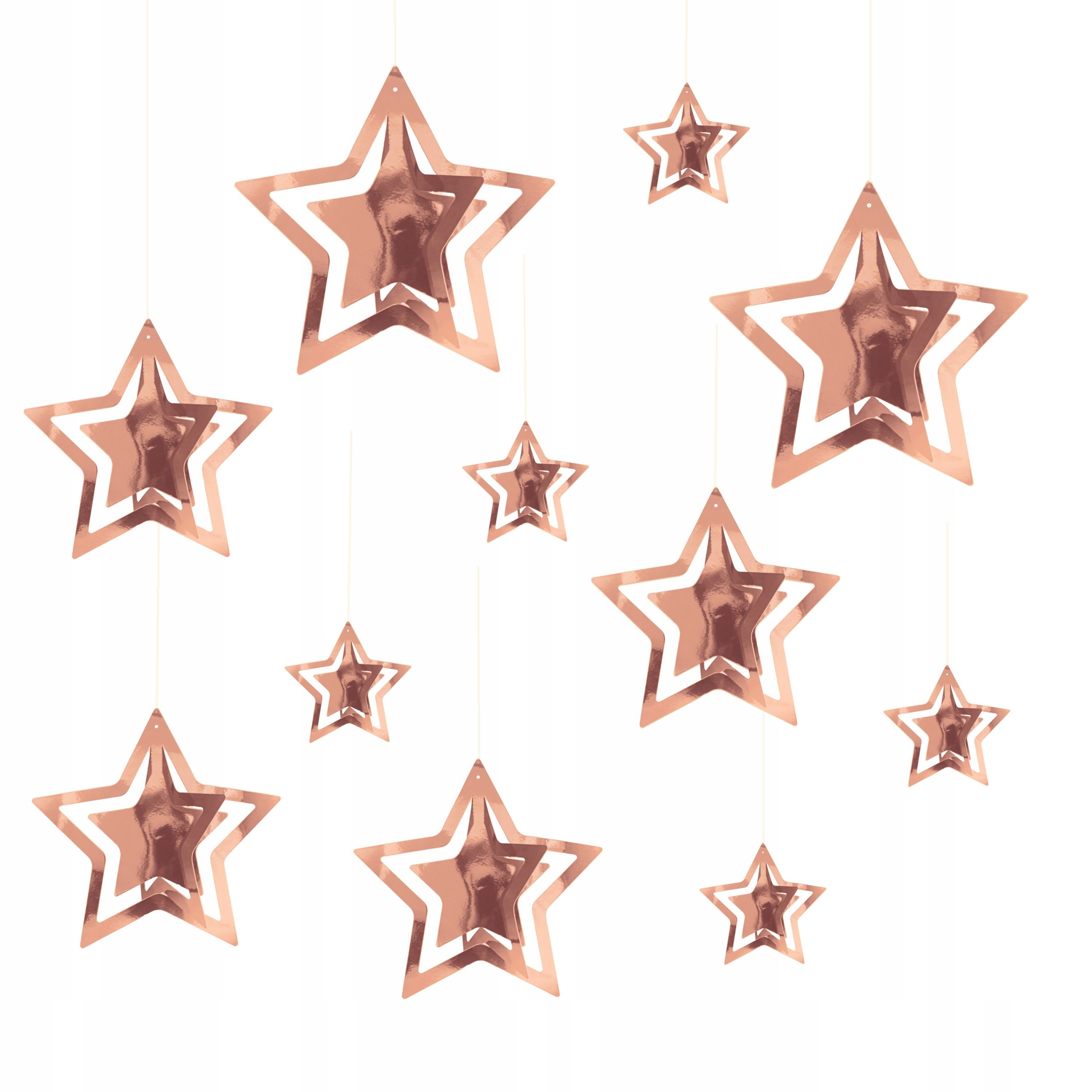 

Dekoracja wisząca 3D rose gold gwiazdki 11szt