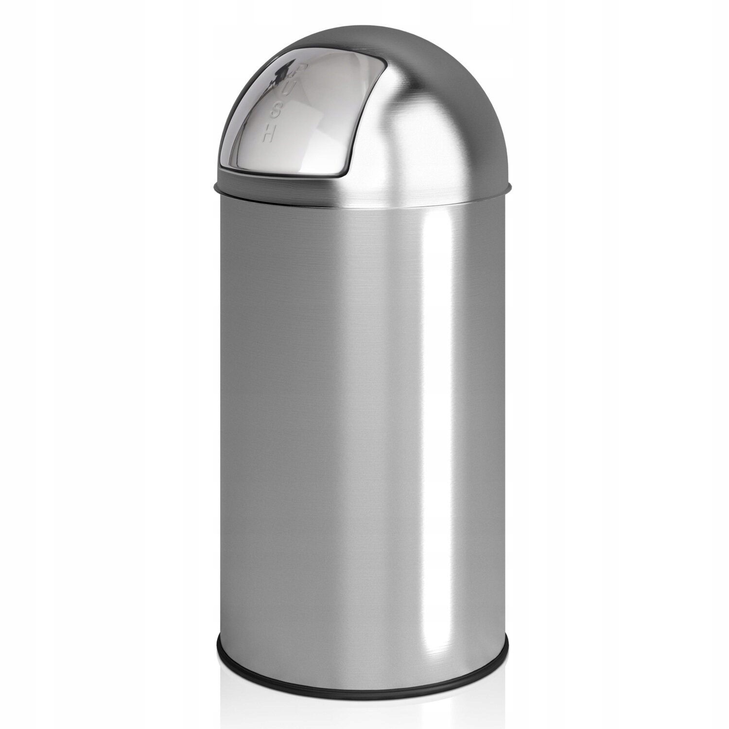 Srebrny Kosz Na Śmieci 50 L Z Pokrywką Push Metalowy Stojący Do Firmy