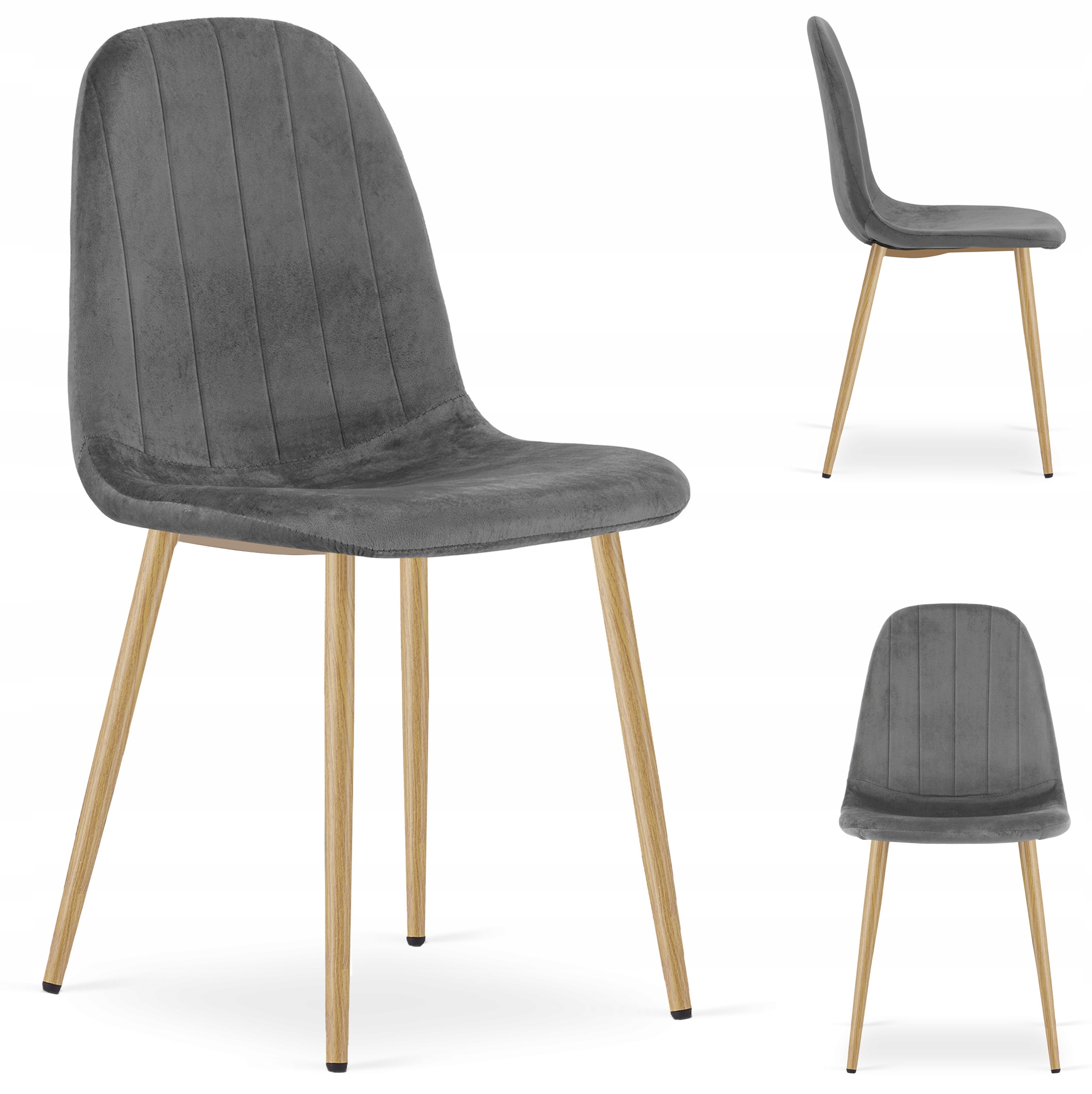 Krzesło Tapicerowane Welurowe Velvet Do Salonu Kuchni Jadalni Roka Szare