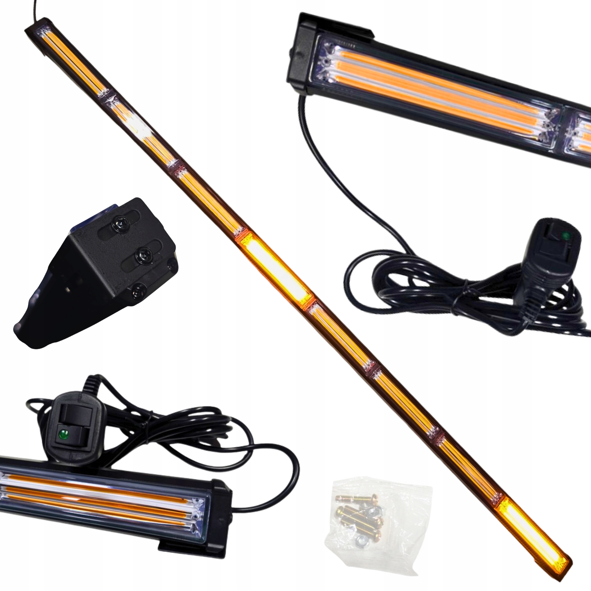 KOGUT STROBOSKOP BELKA OSTRZEGAWCZA LED MIGAJĄCA POMOC DROGOWA LAWETA 118CM