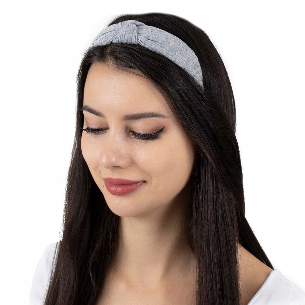 

Opaska Do Włosów szara Węzeł szeroka Turban
