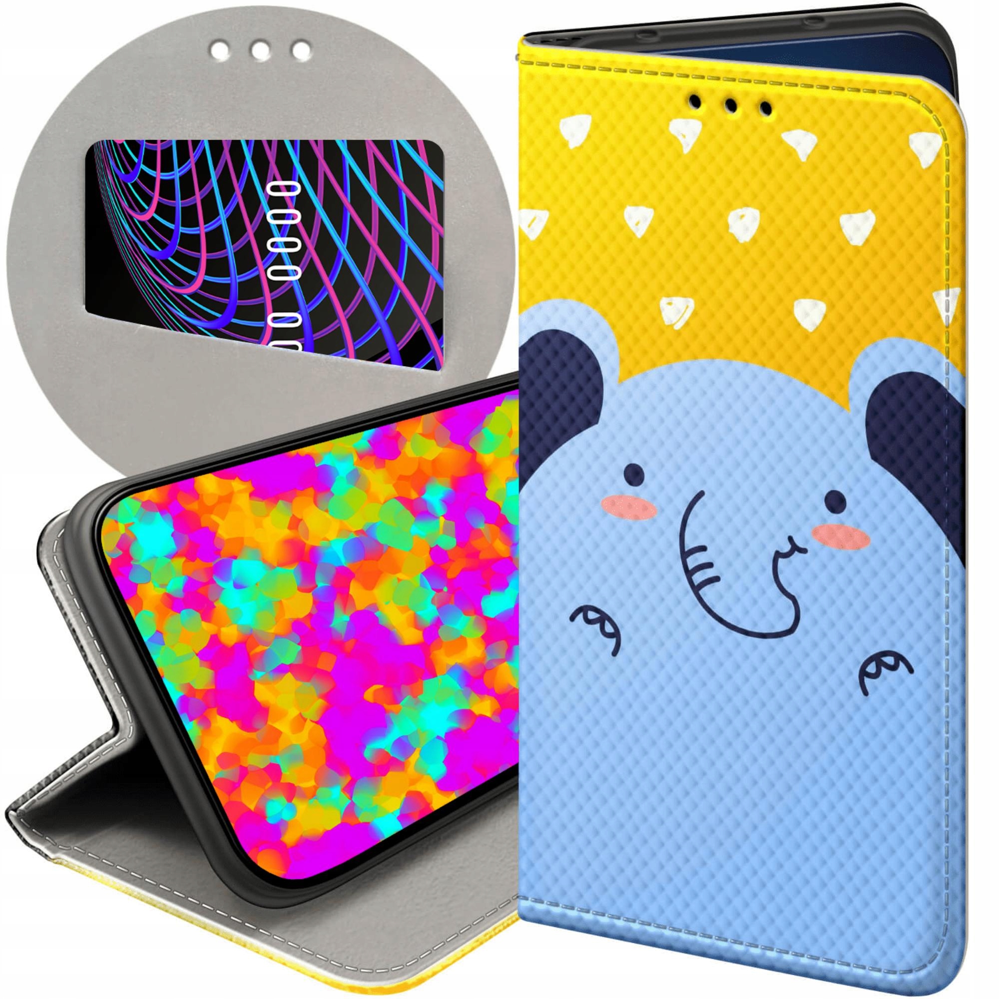 Etui Z Klapką Do Oppo A40 Słoń Słonie Słoniki Futerał Pokrowiec Case