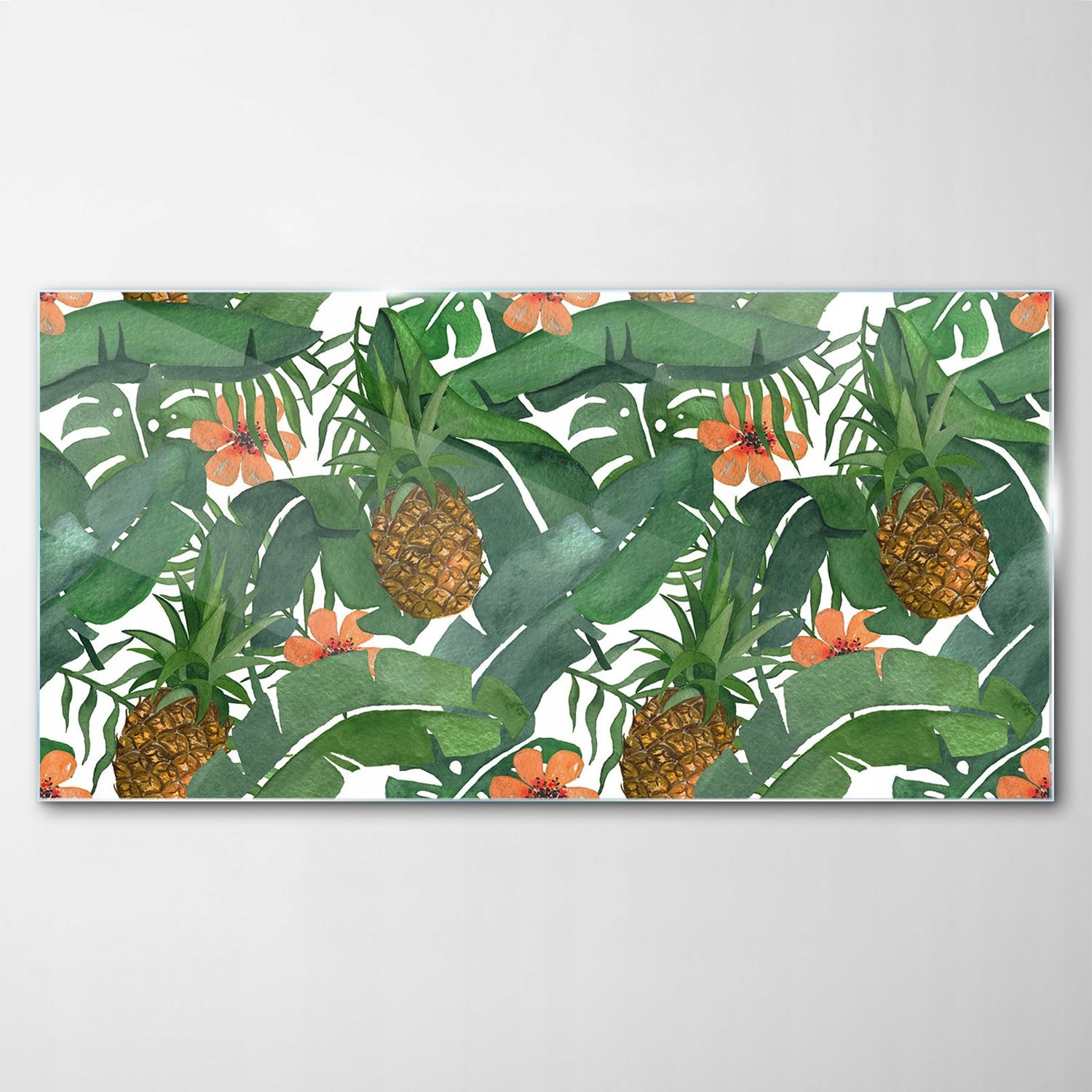 

Obraz na Szkle Dekor Ananas Liście Tropiki 140x70