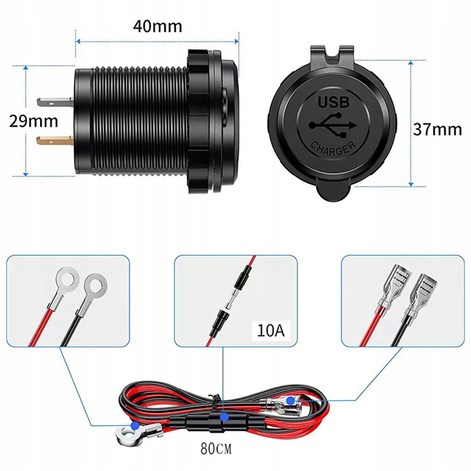 PODWÓJNA ŁADOWARKA SAMOCHODOWA GNIAZDO ZAPALNICZKI MONTAŻOWE 2x USB QC 3.0 Stan opakowania oryginalne