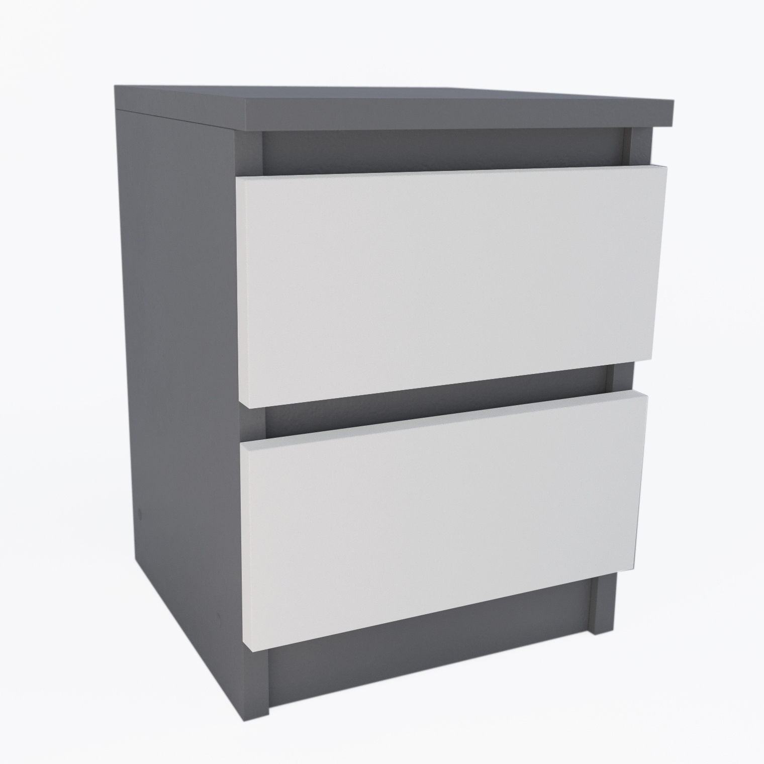 Szafka nocna 2 szuflady SZARY + BIAŁY MAT
