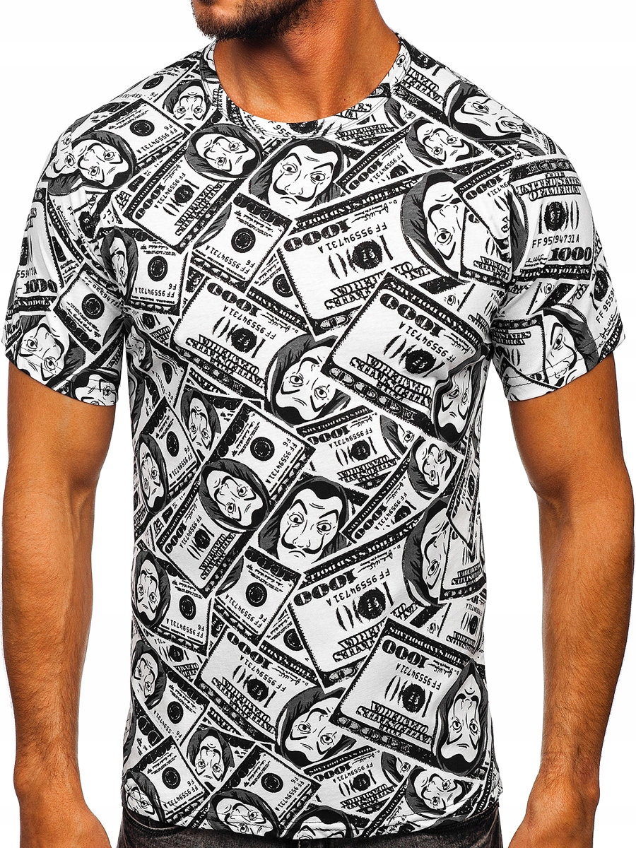 

T-shirt Z Nadrukiem Biało-czarny 14948 DENLEY_2XL