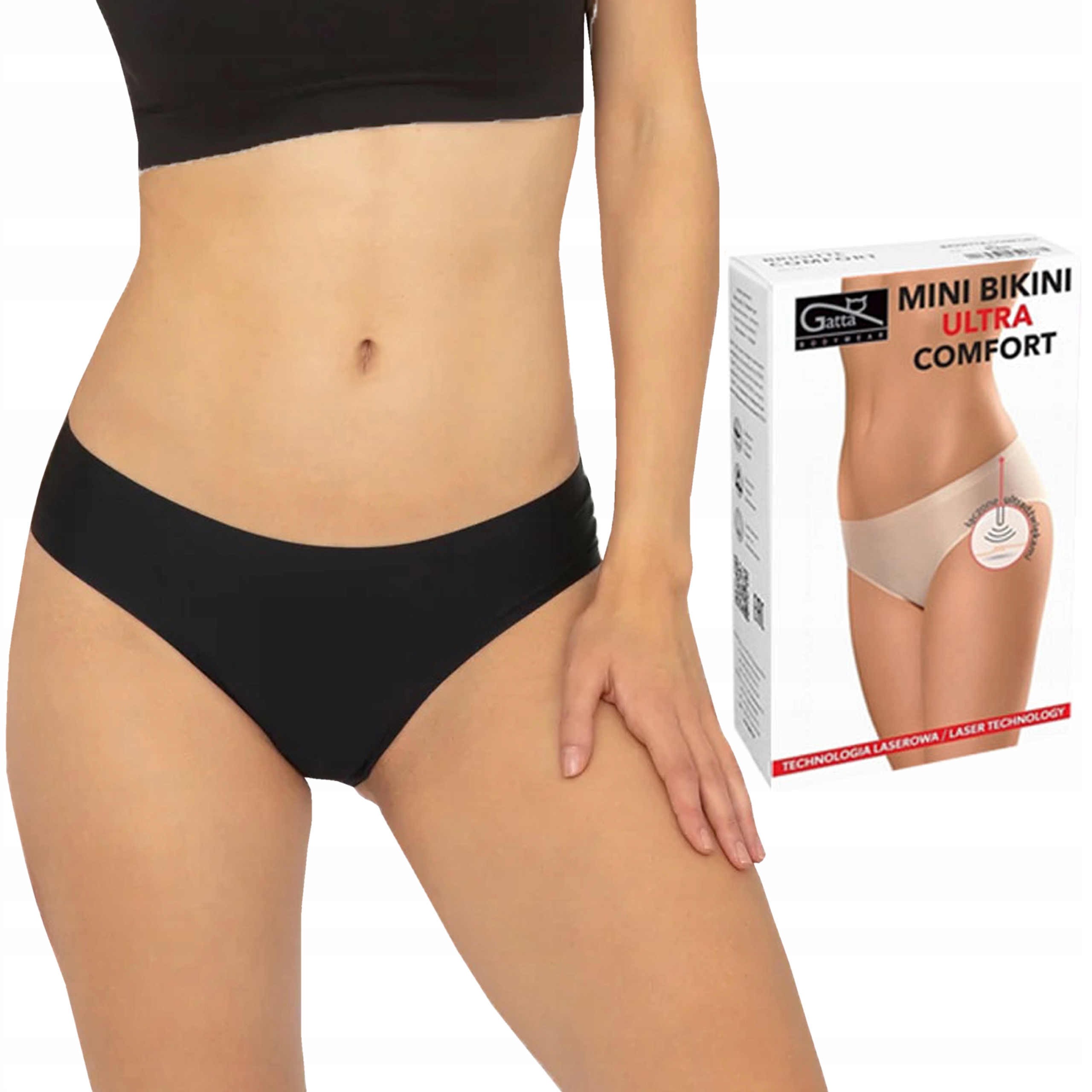 

Gatta Mini Bikini Comfort, bezszwowe, Czarne, XL