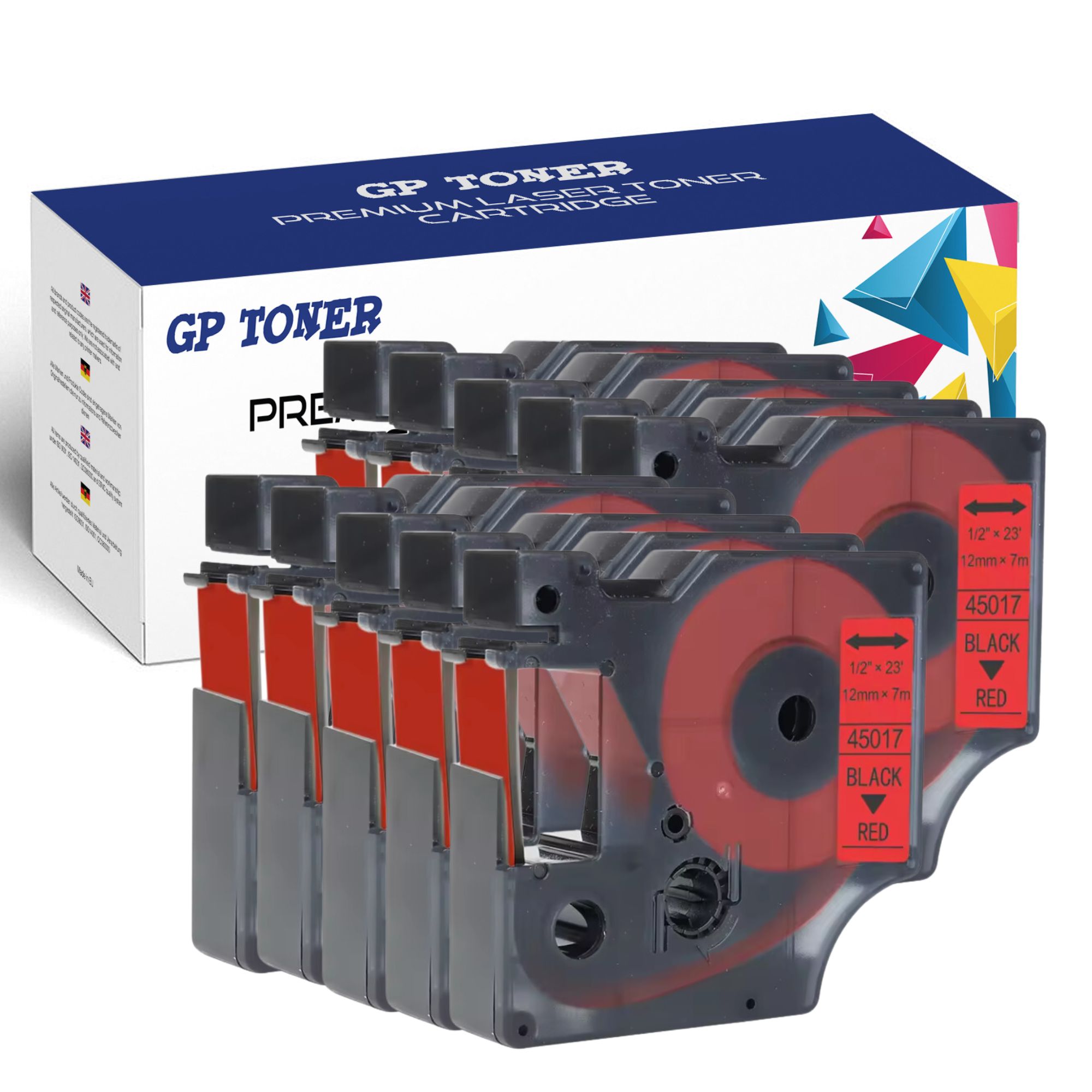 10 x Páska pro Dymo D1 Červeno černá 12 mm 7 m 45017 Trvanlivá a spolehlivá