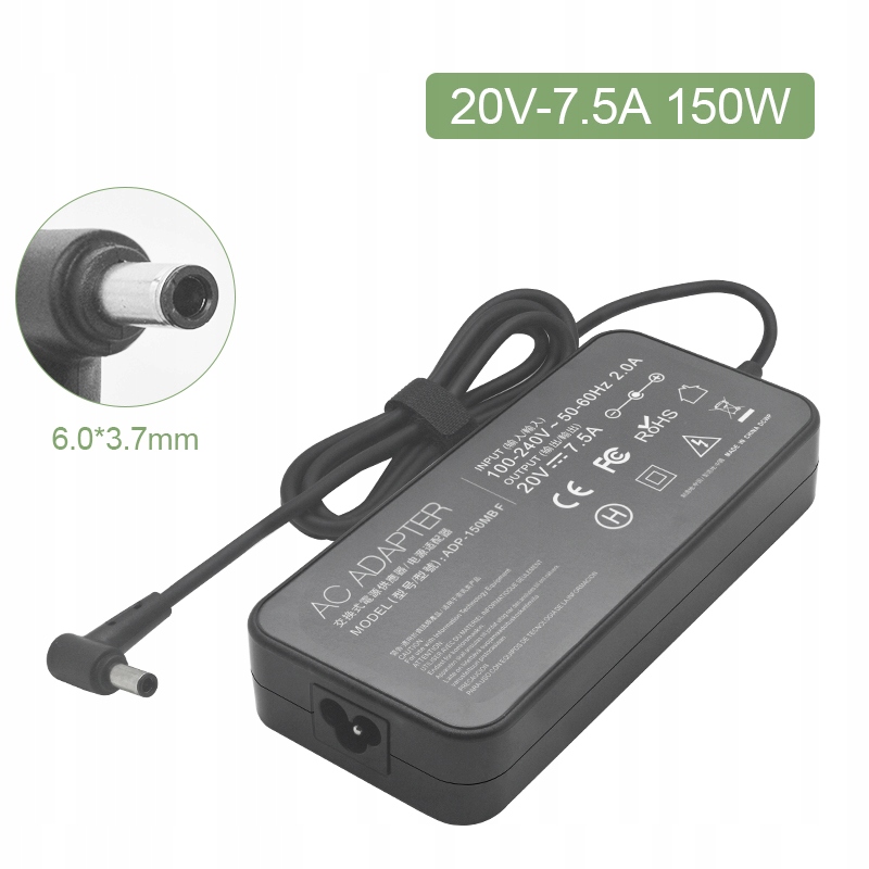 Zasilacz ładowarka do Asus 19V 7.5A 150W 6.0x3.7mm Pin Kabel Zasilający