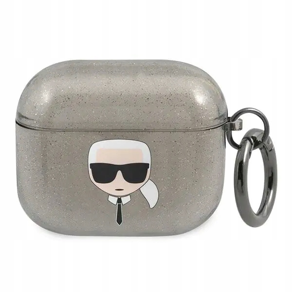 Etui Karl Lagerfeld Glitter Karl's Head na AirPods 3 czarne Karl Lagerfeld