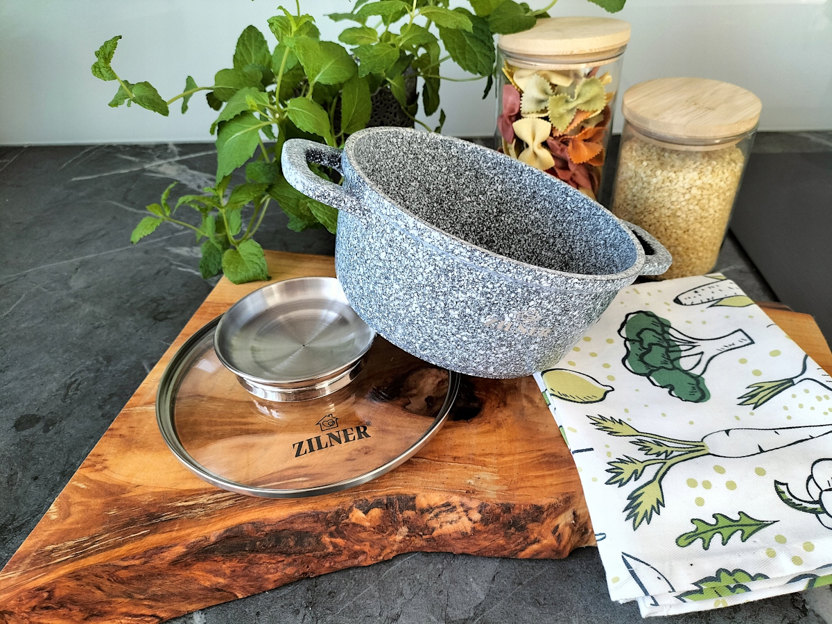 ZESTAW GARNKÓW INDUKCJA NOWOCZESNY KOMPLET GARNKÓW MARMURKOWYCH GARNKI Materiał aluminiowe