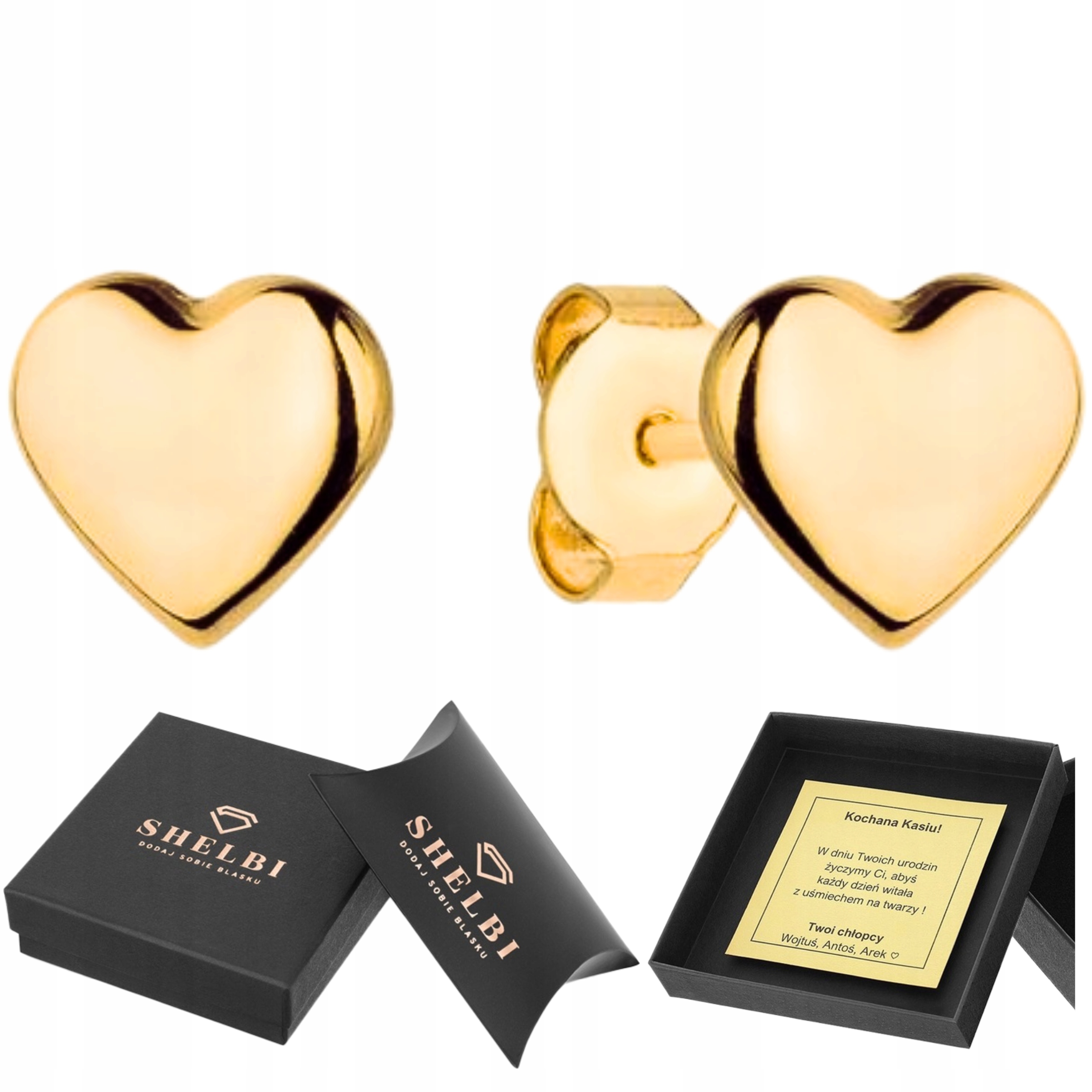 Náušnice zlaté 585 srdíčka srdíčka jako dárek ryzost 585 pro manželku 14K krásné