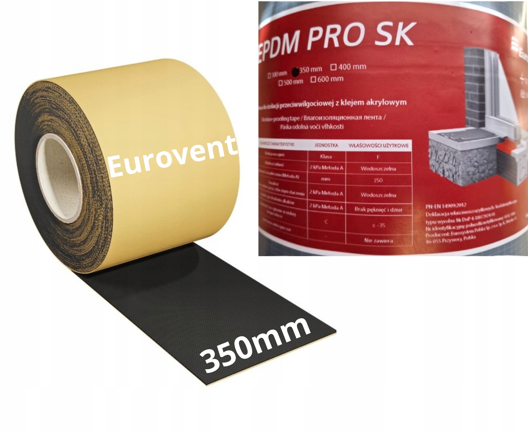 Taśma Epdm Samoprzylepna 350mm 20mb Hydroizolacja Okna Pełny Klej Fartuch