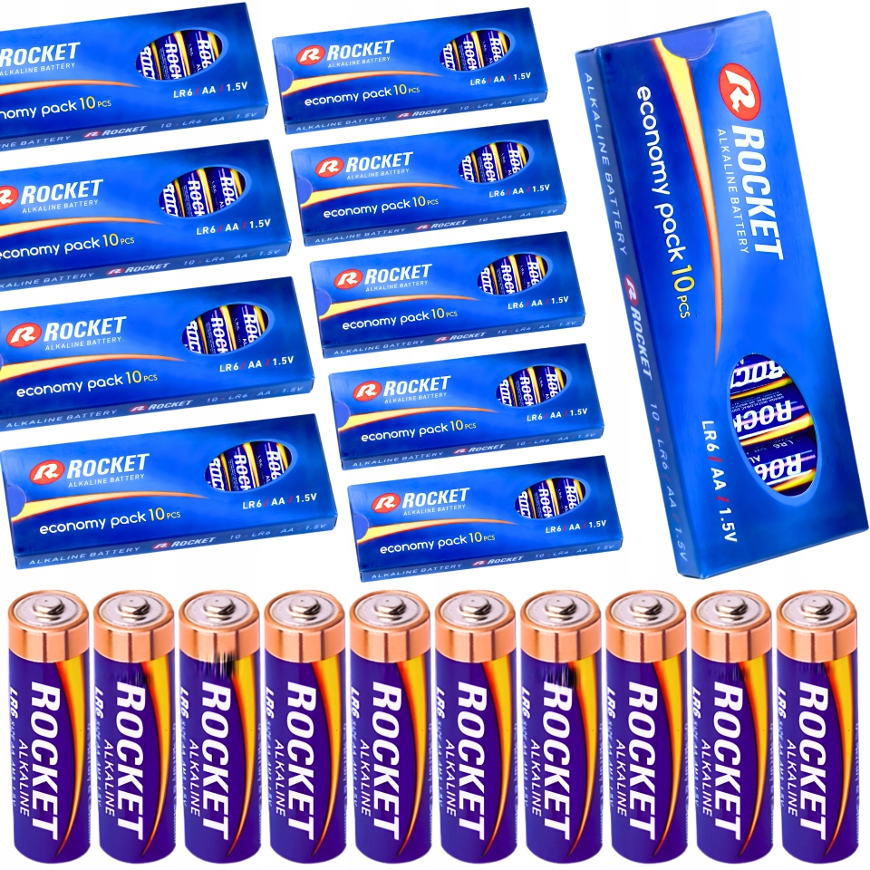 Sada 100 X Baterie Alkalické Baterie Aa Tužkové Baterie LR06 R6 1.5V Výkonná Alka