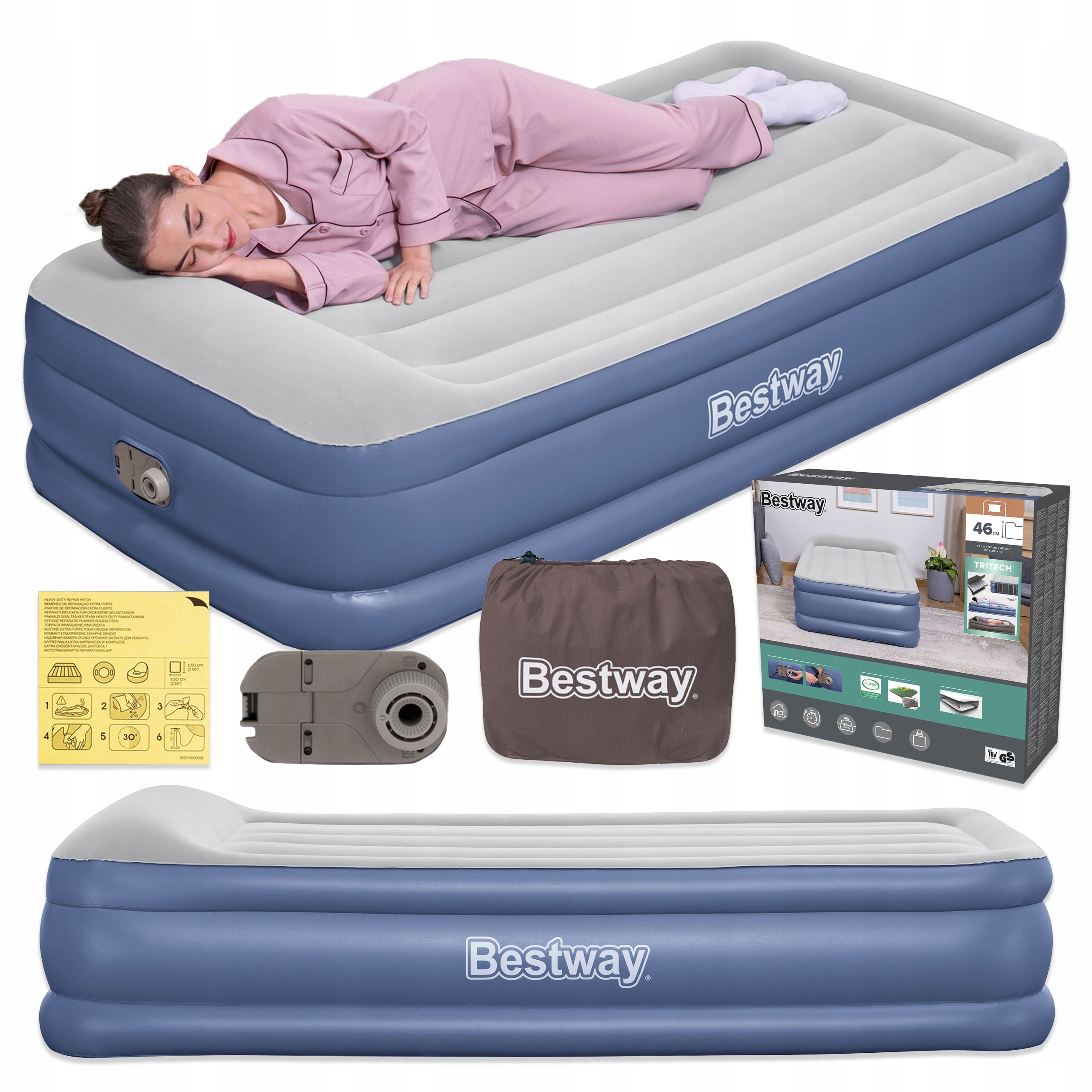 Matrace Jednolůžková vysoká postel s pumpou 230V Bestway Model 2026