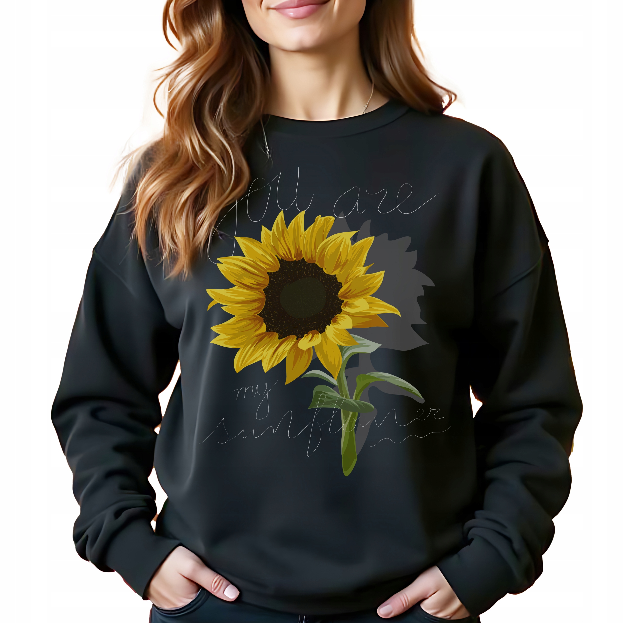 Stylová Dárek You Are My Sunflower, černá Mikina Velikost XL