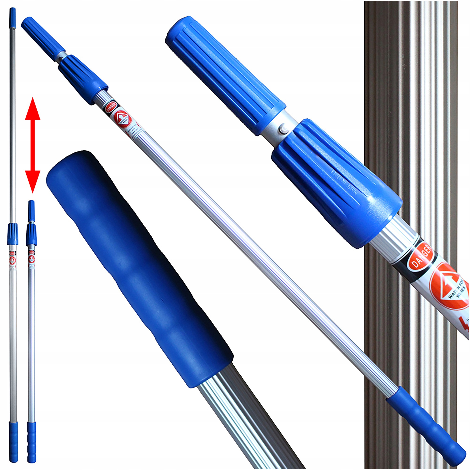 Hliníková tyč na mop Teleskopická Raypath 220 cm pro okna a podlahy