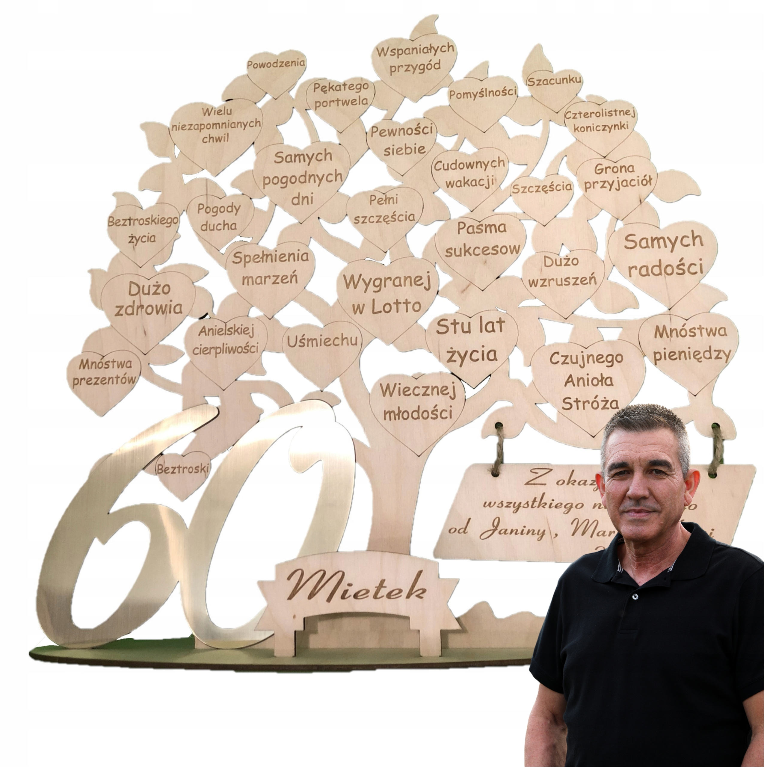 Dárek K 60. Narozeninám Gravírovaný Stromek Přání Personalizace