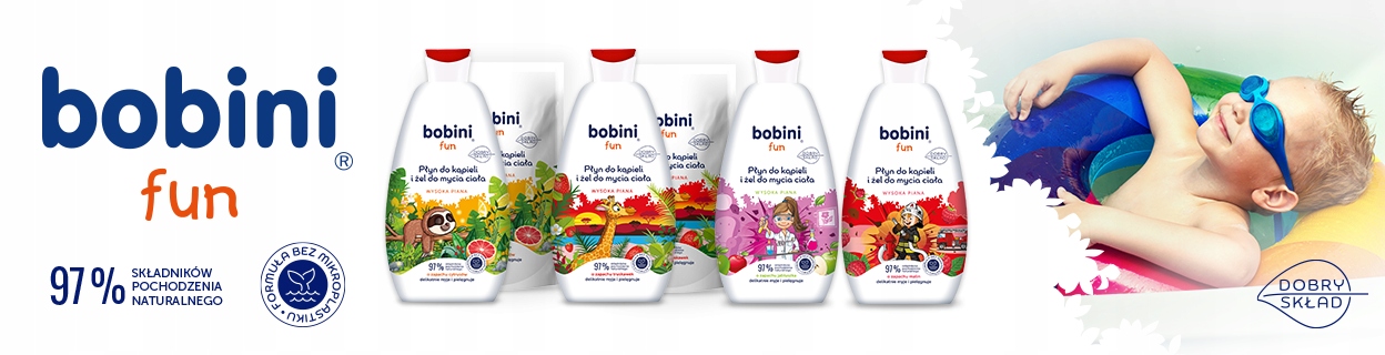 BOBINI Płyn do Kąpieli Żel do Mycia dla Dzieci 2w1 Maxi Piana Zapas 2,5l Linia Fun