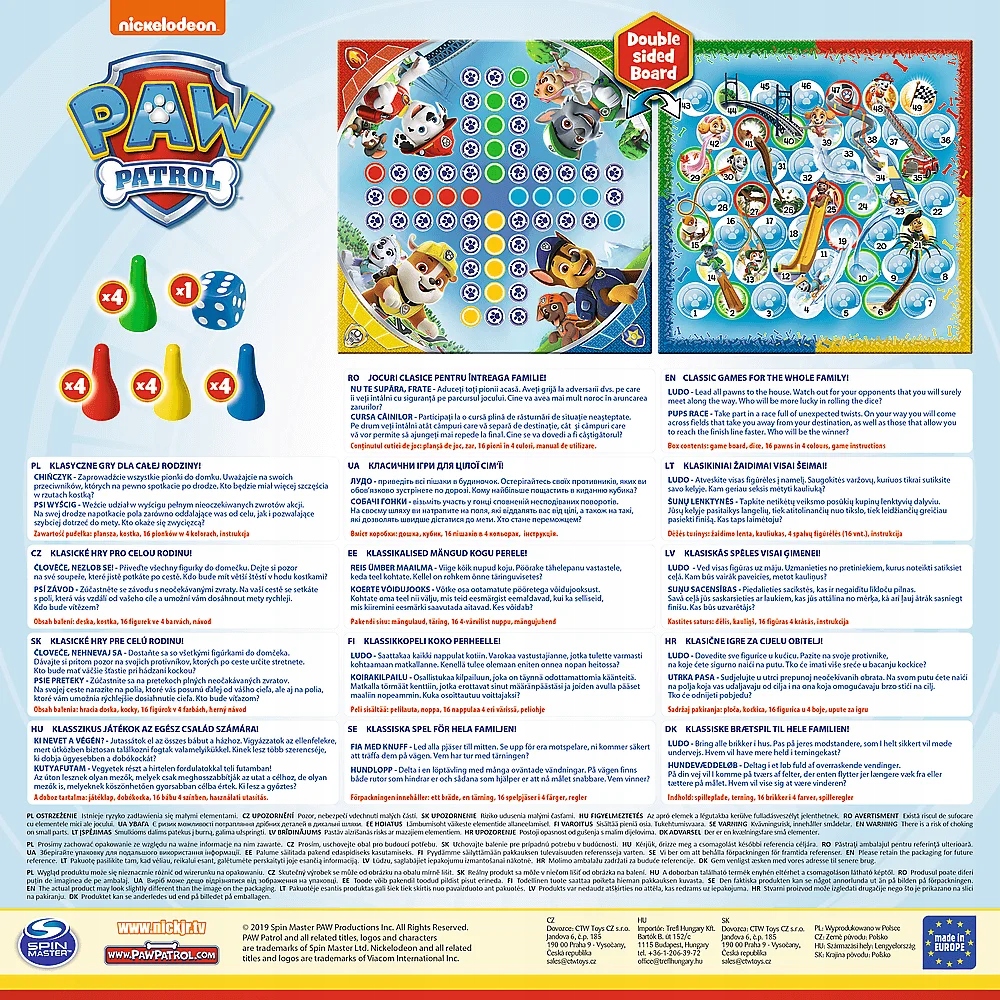 Gra 2w1 Chińczyk Węże I Drabiny Psi Patrol Wyścigi Trefl 01896 Typ Podstawa