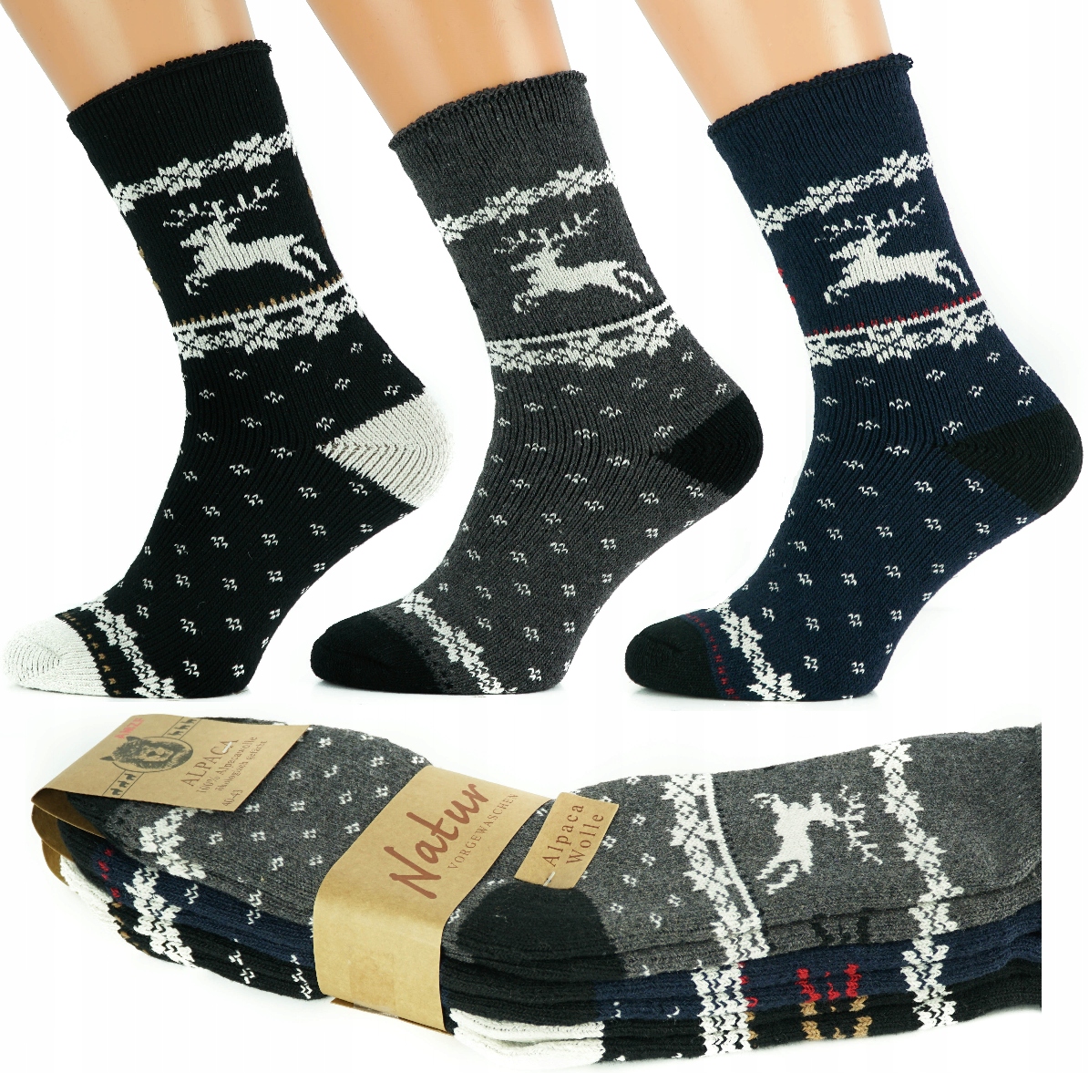 

Alpaka 3X Grube Ciepłe Bezuciskowe skarpety 44-47