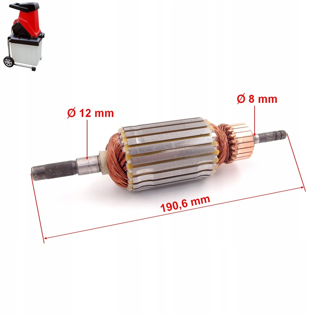 Wirnik silnika elektrycznego rozdrabniacza HRE140