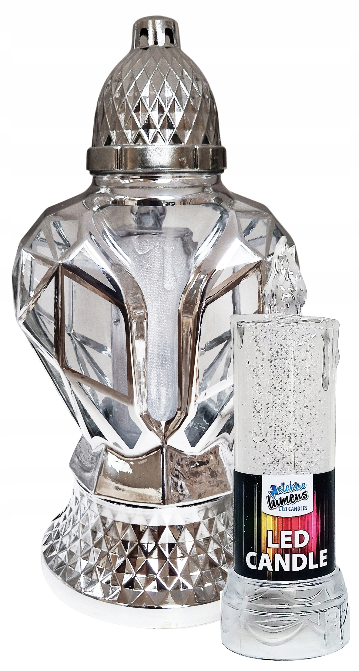 Znicz z efektem lustra 30 cm + wkład elektryczny, zestaw